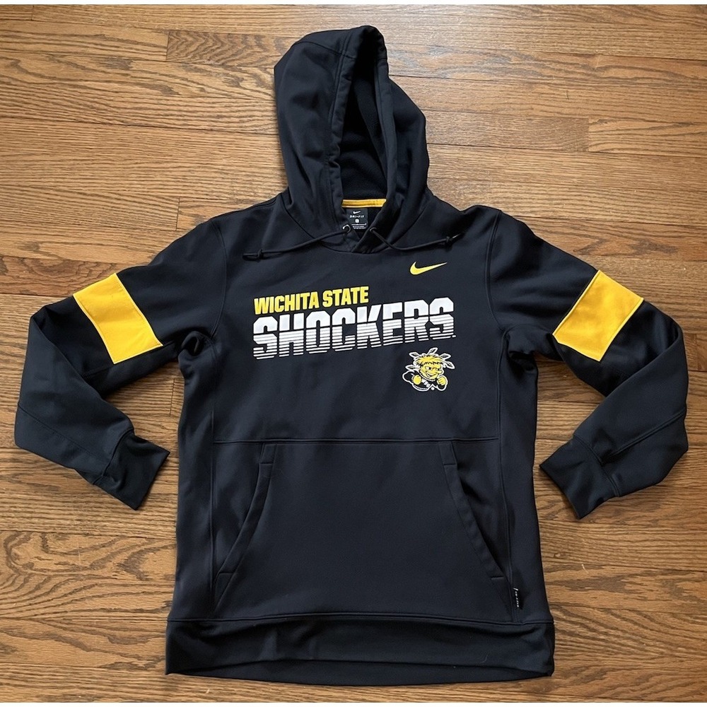 Nike Wichita State Shockers ONFIELD TEAM ISSUED Black Hoodie Mens Large